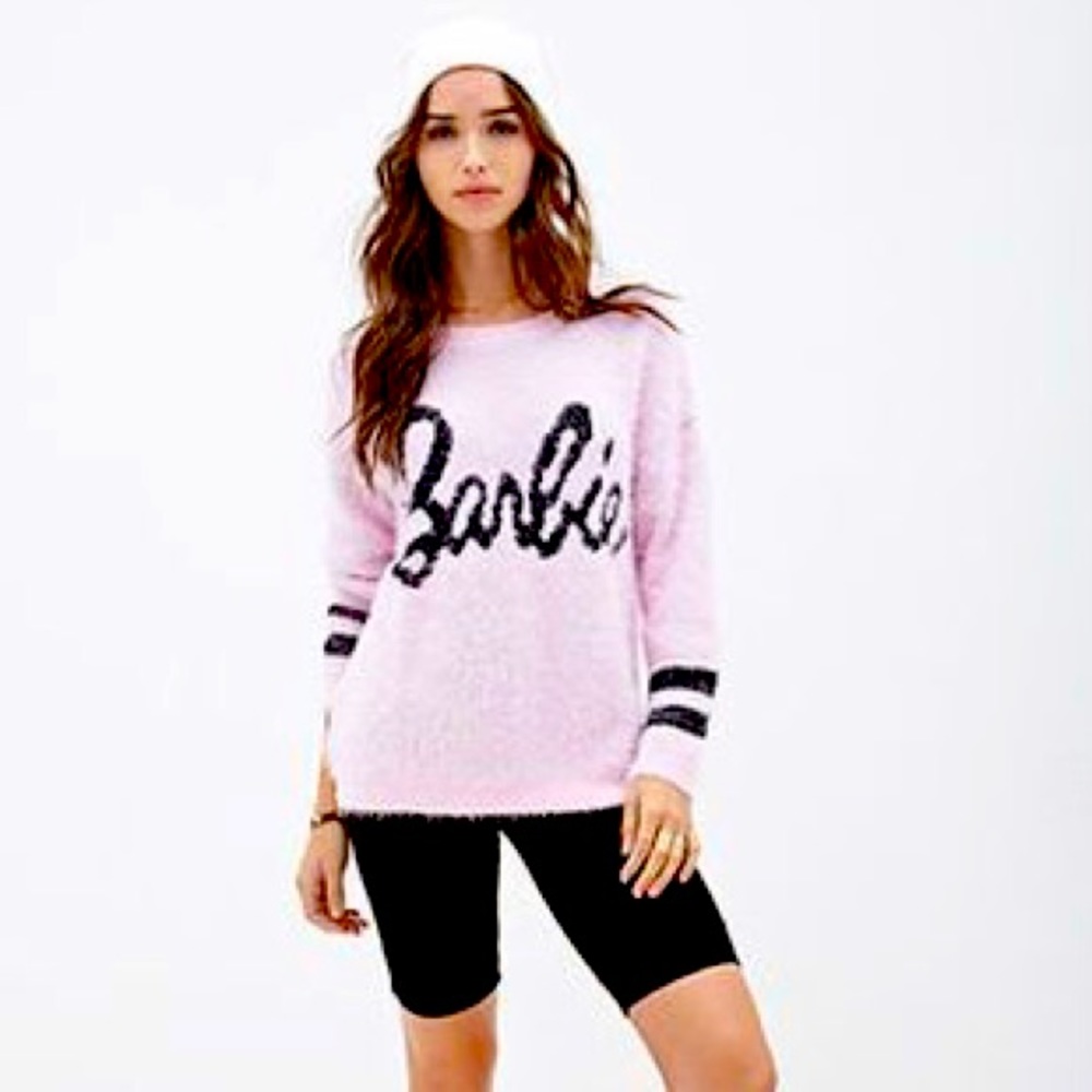 Barbie X Forever 21 Pink Fuzzy Sweatshirt